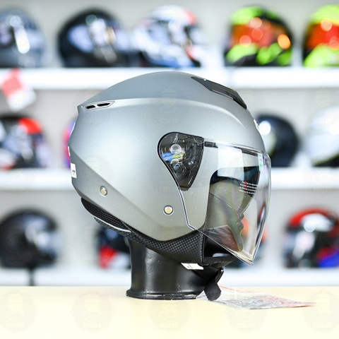 Mũ 3/4 2 Kính Yohe 852 Xám Titanium Nhám FREESHIP