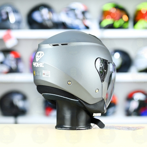 Mũ 3/4 2 Kính Yohe 852 Xám Titanium Nhám FREESHIP