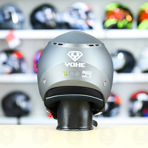 Mũ 3/4 2 Kính Yohe 852 Xám Titanium Nhám FREESHIP