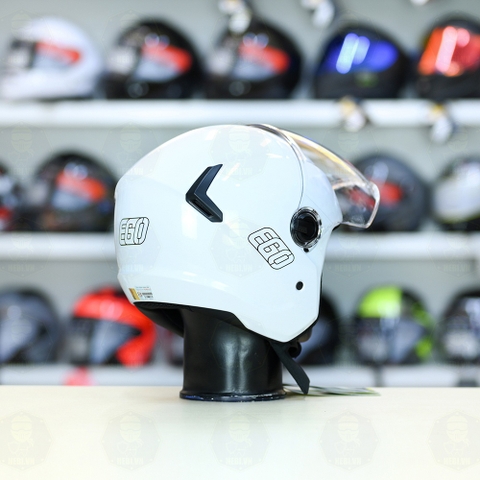 Mũ 3/4 EGO E31 Trắng Bóng Gọn Nhẹ FREESHIP