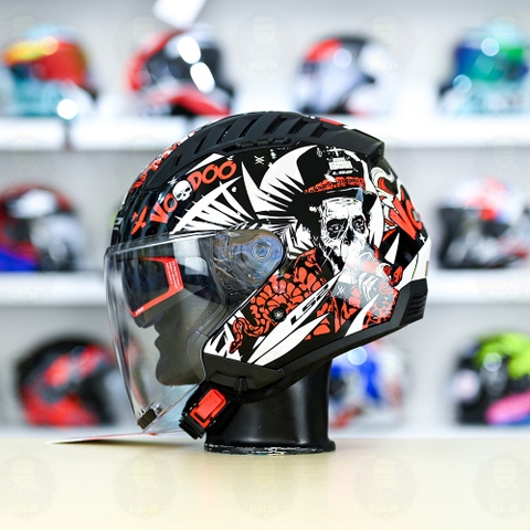 Mũ 3/4 LS2 OF600 COPTER Đen Trắng Đỏ Voodoo FREESHIP