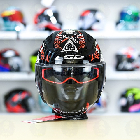 Mũ 3/4 LS2 OF600 COPTER Đen Trắng Đỏ Voodoo FREESHIP