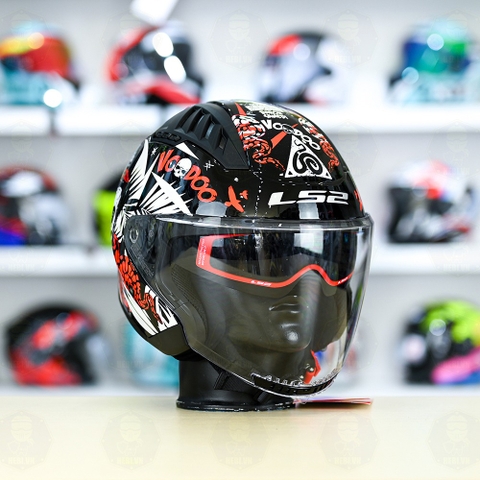 Mũ 3/4 LS2 OF600 COPTER Đen Trắng Đỏ Voodoo FREESHIP