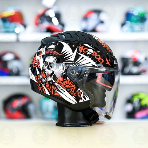 Mũ 3/4 LS2 OF600 COPTER Đen Trắng Đỏ Voodoo FREESHIP