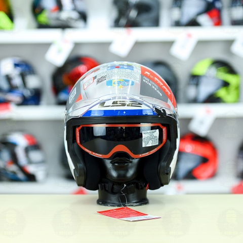 Mũ 3/4 LS2 OF603 Infinity Special Trắng Xanh Đỏ FREESHIP