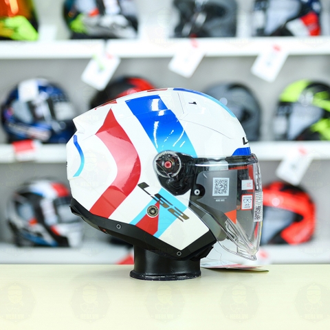 Mũ 3/4 LS2 OF603 Infinity Special Trắng Xanh Đỏ FREESHIP