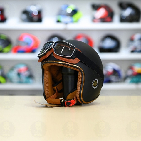 Mũ 3/4 Royal M20c Kèm Kính Dây Cực Kì Thời Trang Và Trendy - Đen nhám