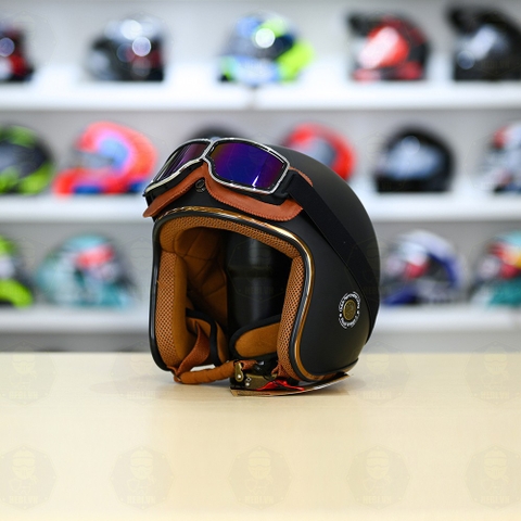 Mũ 3/4 Royal M20c Kèm Kính Dây Cực Kì Thời Trang Và Trendy - Đen nhám