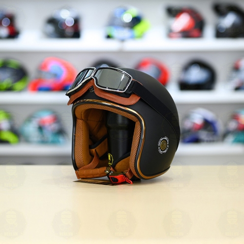 Mũ 3/4 Royal M20c Kèm Kính Dây Cực Kì Thời Trang Và Trendy - Đen nhám