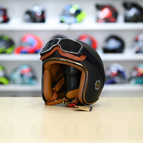 Mũ 3/4 Royal M20c Kèm Kính Dây Cực Kì Thời Trang Và Trendy - Đen nhám