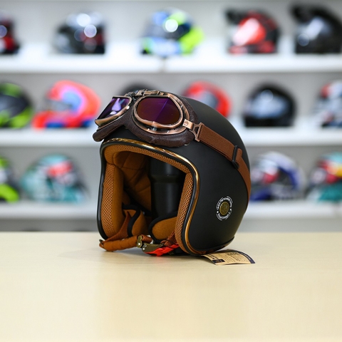 Mũ 3/4 Royal M20c Kèm Kính Dây Cực Kì Thời Trang Và Trendy - Đen nhám