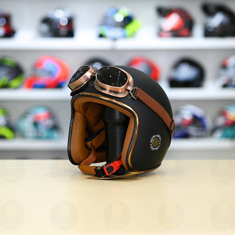 Mũ 3/4 Royal M20c Kèm Kính Dây Cực Kì Thời Trang Và Trendy - Đen nhám