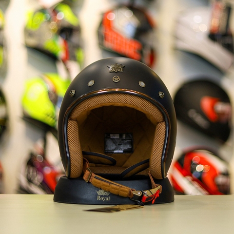 Mũ 3/4 ROYAL M20C Ruby Đen Nhám Cho Đầu Siêu To XXL FREESHIP