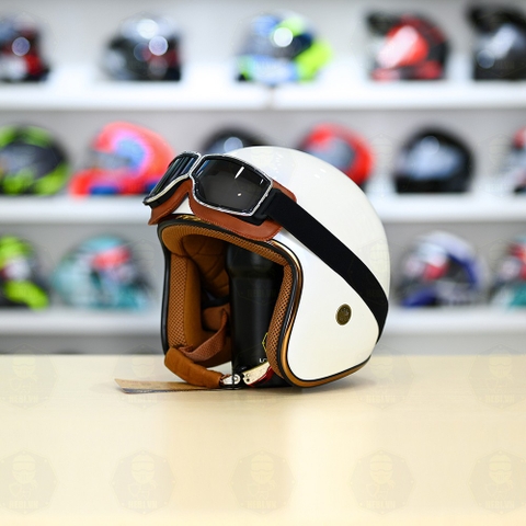 Mũ 3/4 Royal M20c Kèm Kính Dây Cực Kì Thời Trang Và Trendy - Trắng