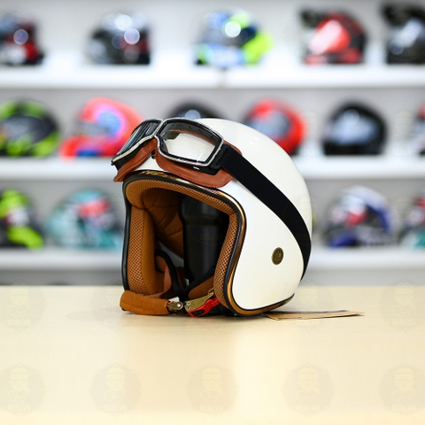 Mũ 3/4 Royal M20c Kèm Kính Dây Cực Kì Thời Trang Và Trendy - Trắng