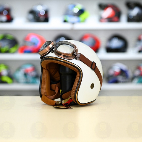 Mũ 3/4 Royal M20c Kèm Kính Dây Cực Kì Thời Trang Và Trendy - Trắng