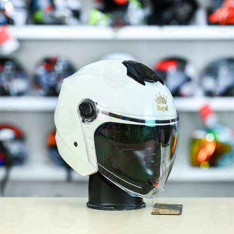Mũ 3/4 Royal M668 (2 Kính) Trắng Bóng FREESHIP