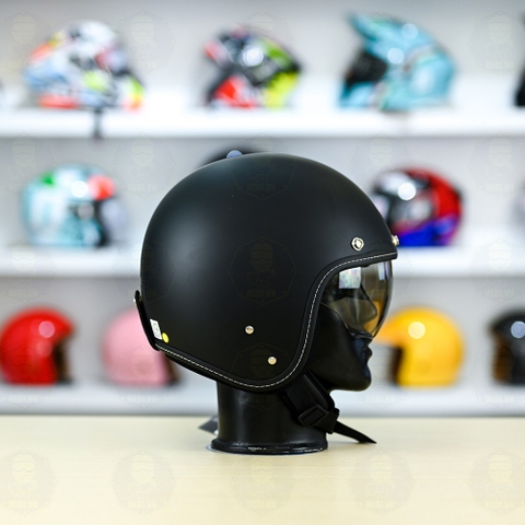 Mũ 3/4 Sunda 388 Đen Nhám Kính Âm FREESHIP