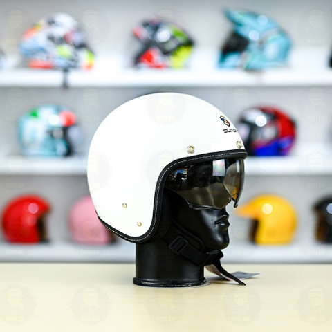 Mũ 3/4 Sunda 388 Trắng Kính Âm FREESHIP