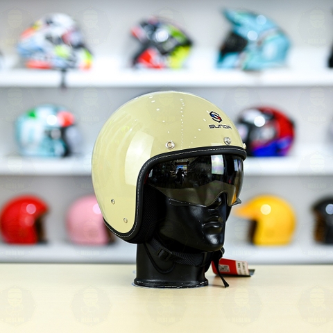 Mũ 3/4 Sunda 388 Trắng Ngà Kính Âm FREESHIP