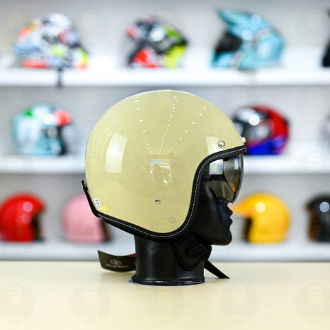 Mũ 3/4 Sunda 388 Trắng Ngà Kính Âm FREESHIP