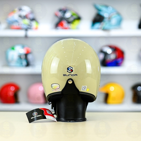 Mũ 3/4 Sunda 388 Trắng Ngà Kính Âm FREESHIP