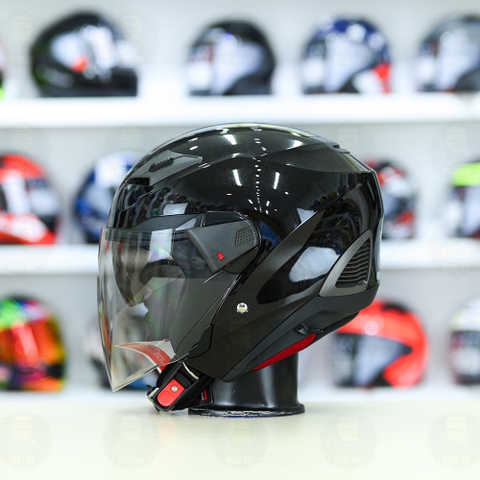 Mũ 3/4 Sunda 611E Đen bóng - Freeship