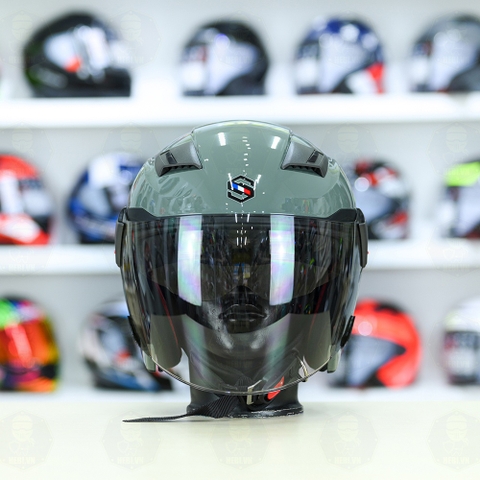 Mũ 3/4 Sunda 611E Xám xi măng  - Freeship