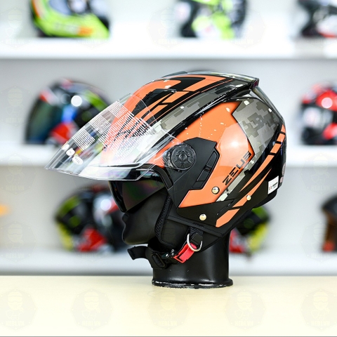 Mũ 3/4 Zeus 205 T1 Cam Camo Bóng FREESHIP