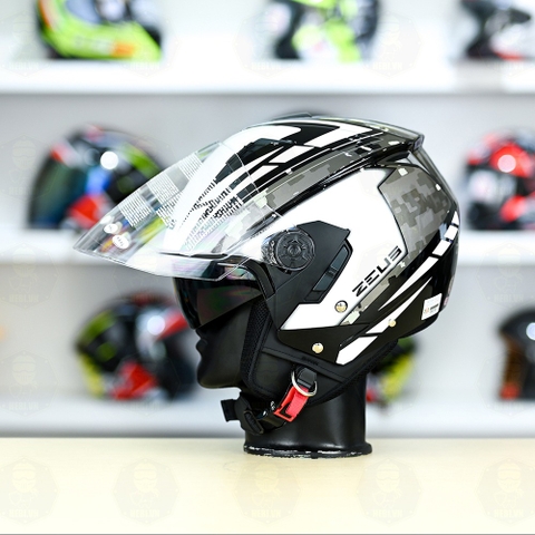 Mũ 3/4 Zeus 205 T1 Trắng Camo Bóng FREESHIP