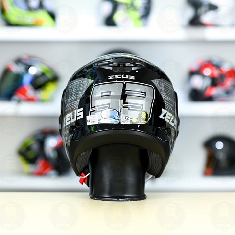 Mũ 3/4 Zeus 613B Nhện Đen Bóng FREESHIP