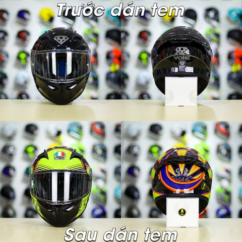 Tem Decal AGV Soleluna Đen Vàng Cho Nón Fullface Yohe 978/ ROC 01 - Không Nón - FREESHIP