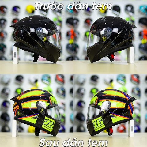 Tem Decal AGV Soleluna Đen Vàng Cho Nón Fullface Yohe 978/ ROC 01 - Không Nón - FREESHIP