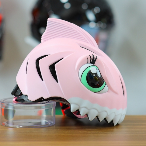 Nón Bảo Hiểm Cho Bé KIDS Shark 3D Siêu Cute Màu Hồng Nhạt