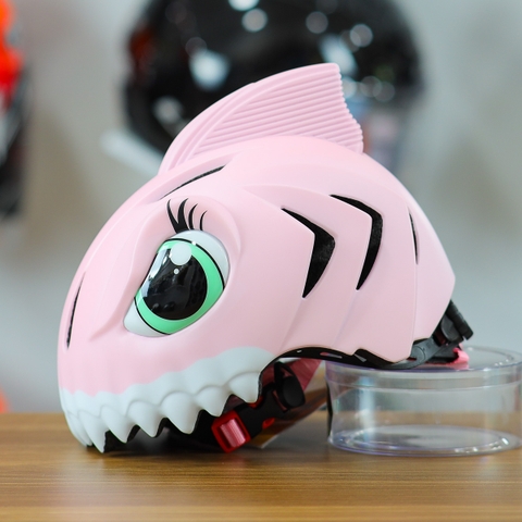 Nón Bảo Hiểm Cho Bé KIDS Shark 3D Siêu Cute Màu Hồng Nhạt