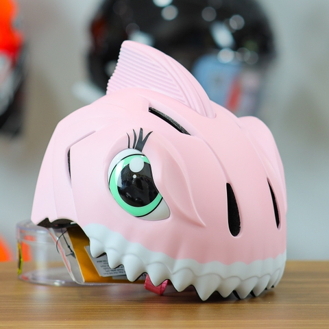 Nón Bảo Hiểm Cho Bé KIDS Shark 3D Siêu Cute Màu Hồng Nhạt