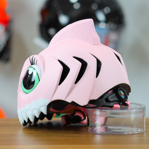 Nón Bảo Hiểm Cho Bé KIDS Shark 3D Siêu Cute Màu Hồng Nhạt