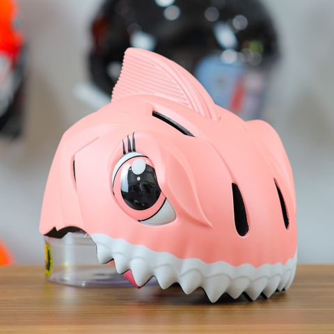 Nón Bảo Hiểm Cho Bé KIDS Shark 3D Siêu Cute Màu Hồng Đậm
