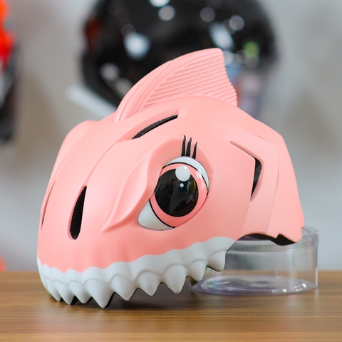 Nón Bảo Hiểm Cho Bé KIDS Shark 3D Siêu Cute Màu Hồng Đậm