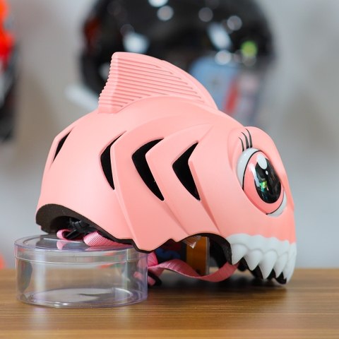 Nón Bảo Hiểm Cho Bé KIDS Shark 3D Siêu Cute Màu Hồng Đậm