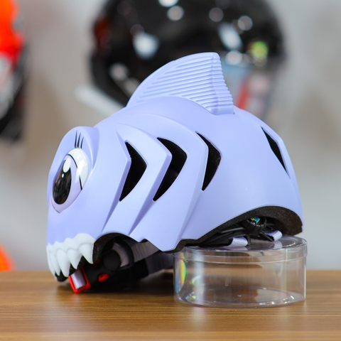 Nón Bảo Hiểm Cho Bé KIDS Shark 3D Siêu Cute Màu Tím
