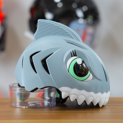Nón Bảo Hiểm Cho Bé KIDS Shark 3D Siêu Cute Màu Xám