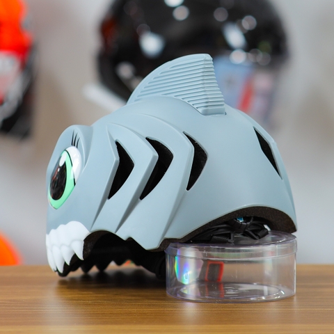 Nón Bảo Hiểm Cho Bé KIDS Shark 3D Siêu Cute Màu Xám
