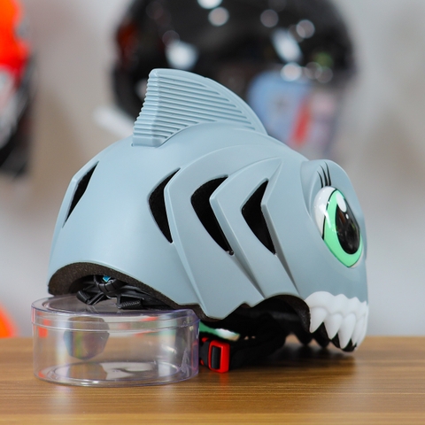 Nón Bảo Hiểm Cho Bé KIDS Shark 3D Siêu Cute Màu Xám