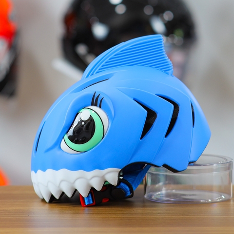 Nón Bảo Hiểm Cho Bé KIDS Shark 3D Siêu Cute Màu Xanh Đậm