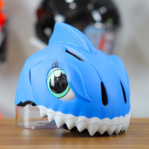 Nón Bảo Hiểm Cho Bé KIDS Shark 3D Siêu Cute Màu Xanh Đậm