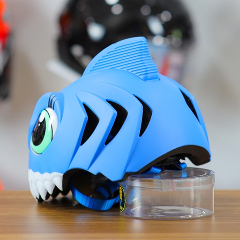 Nón Bảo Hiểm Cho Bé KIDS Shark 3D Siêu Cute Màu Xanh Đậm
