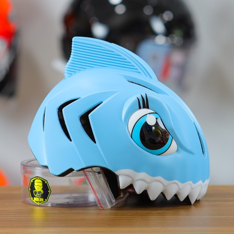 Nón Bảo Hiểm Cho Bé KIDS Shark 3D Siêu Cute Màu Xanh Nhạt