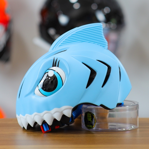 Nón Bảo Hiểm Cho Bé KIDS Shark 3D Siêu Cute Màu Xanh Nhạt