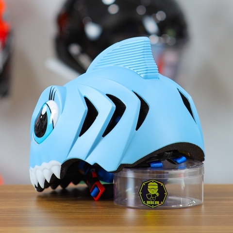Nón Bảo Hiểm Cho Bé KIDS Shark 3D Siêu Cute Màu Xanh Nhạt